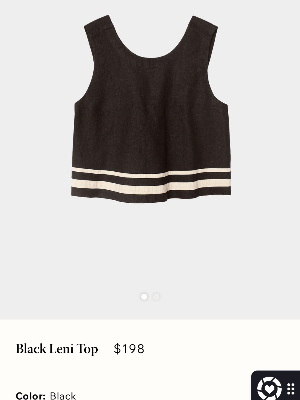 New Xirena Black Leni Linen Top With Cream Stripe Detail